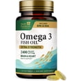 thumbnail image 1 of Omega 3 Fish Oil 1200mg - Triple Strength Softgels Omega-3 Supplements, Natural Brain Heart Health & Immune Support - Fatty Acids with EPA & DHA - Wild Caught Fish Oil Supplement - 120 Softgels, 1 of 10