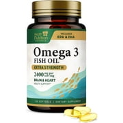 Omega 3 Fish Oil Triple Strength 1200 mg Softgels, Omega-3 Supplements, Natural Brain Heart Health & Immune Support - Fatty Acids with EPA & DHA - Wild Caught Fish Oil Supplement - 120 Softgels