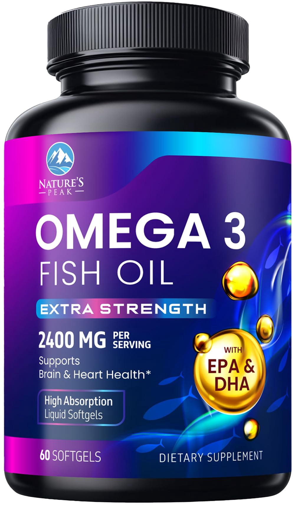 Nature's Peak Fish Oil Supplements, 60 Softgels, Triple Strength ...