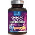 thumbnail image 1 of Omega 3 Fish Oil Supplements 2400 mg, Triple Strength Omega3 - EPA & DHA with Essential Fatty Acids - Natural Immune, Brain & Heart Health Support - Burpless, Lemon Flavor, Wild Caught - 120 Softgels, 1 of 10