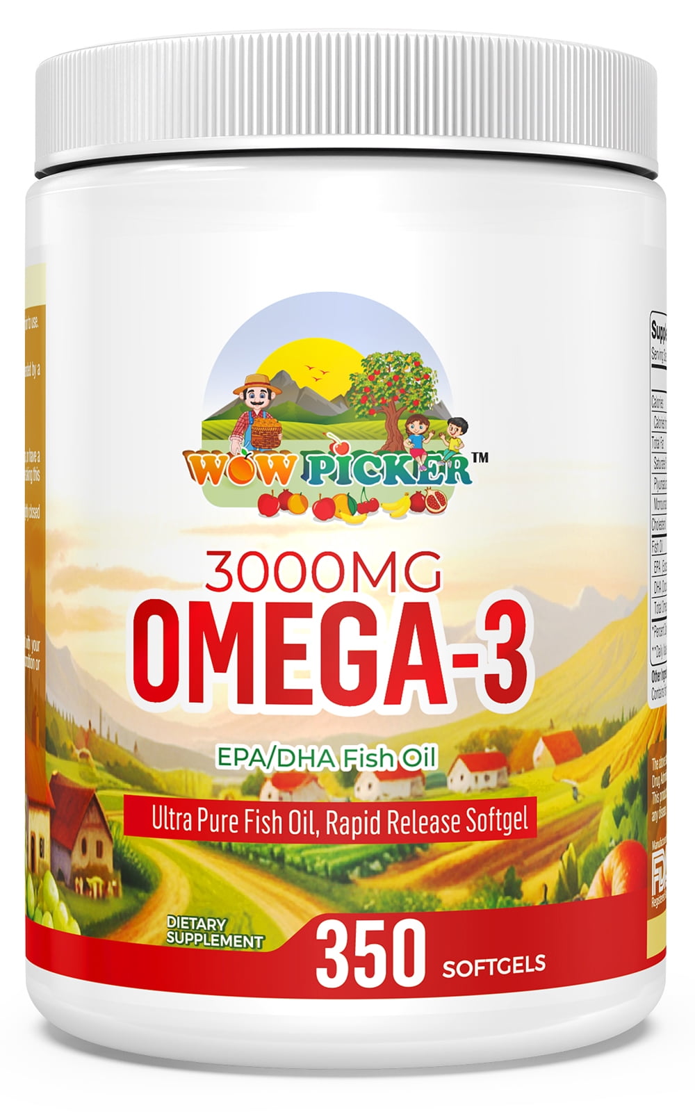 Omega 3 Fish Oil 3000mg, 350 Softgels, 900 mg Omega3 Fish Oil