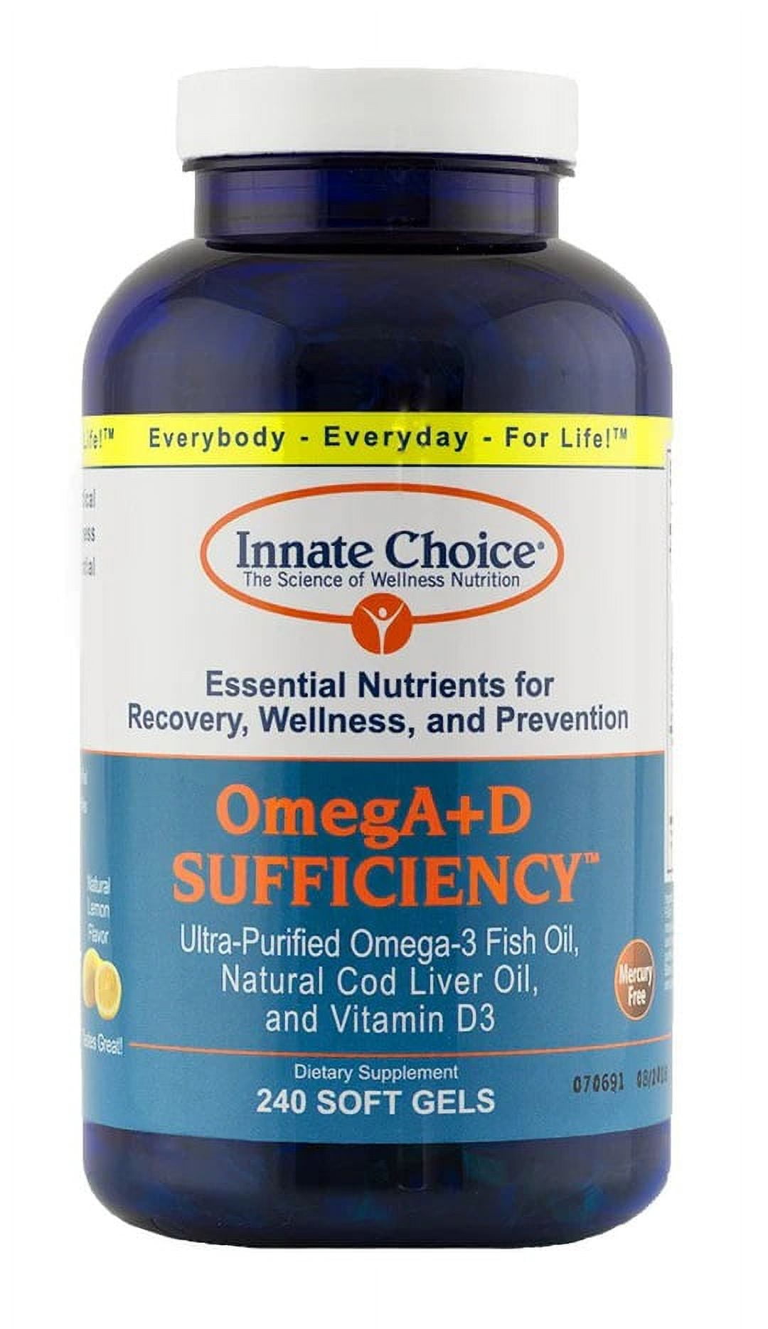 Omega 3, Fish Oil Capsules, OmegA+D By Innate Choice, Lemon 240
