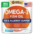 thumbnail image 1 of Omega 3 Fish Oil for Dogs (180Ct) - Skin & Coat Chews - Dry & Itchy Skin Relief + Allergy Support - Shiny Coat - EPA&DHA Fatty Acids - Salmon Oil Chews Promotes Heart, Hip & Joint Support, 1 of 9