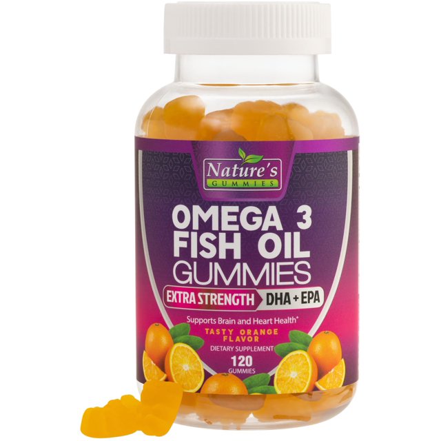 Omega 3 Fish Oil Gummies High Absorption for Joint, Heart & Brain Support, Orange Flavor 120