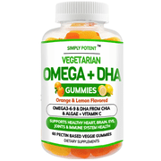 Simply Potent Vegan Omega 3 Gummies No Fish Oil No Krill Burpless Omega DHA Chewable Gluten-Free Omega-3 6 9 Supplement for Men Women & Kids Supports Brain Heart Joint Eye & Immune Health