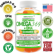 Omega 3 Fish Oil Gummies No Fish No Krill Burpless Vegetarian Omega DHA Gummy Chewable Gluten-Free Omega-3 6 9 Supplement for Men Women & Kids Supports Brain Heart Joint Eye & Immune Health