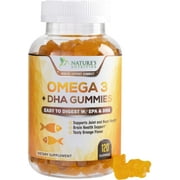 Omega 3 Fish Oil Gummies, Heart Healthy Omega 3 Gummy Supplement with High Absorption DHA & EPA, Extra Strength Joint & Brain Support, Omega 3 Fish Oil Nature's Vitamin, Orange Flavor - 120 Gummies