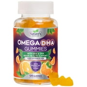 Omega 3 Fish Oil Gummies - Triple Strength Omega 3 Gummy Vitamins, High Absorption EPA & DHA Fatty Acids, for Heart Health & Brain Support, Nature's Fish Oil Supplement, Orange Flavor - 120 Gummies