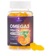 Omega-3 Gummies, Fish Oil Gummies for Adults & Kids, Omega-3 Gummy Vitamins, EPA & DHA Fish Oil Fatty Acids Gummy Supplement, Nature's Supplements for Joint, Heart Health, & Brain Support - 60 Count