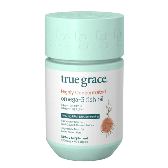 True Grace Omega-3 Fish Oil - Brain, Heart & Immune Health - 60 Softgels