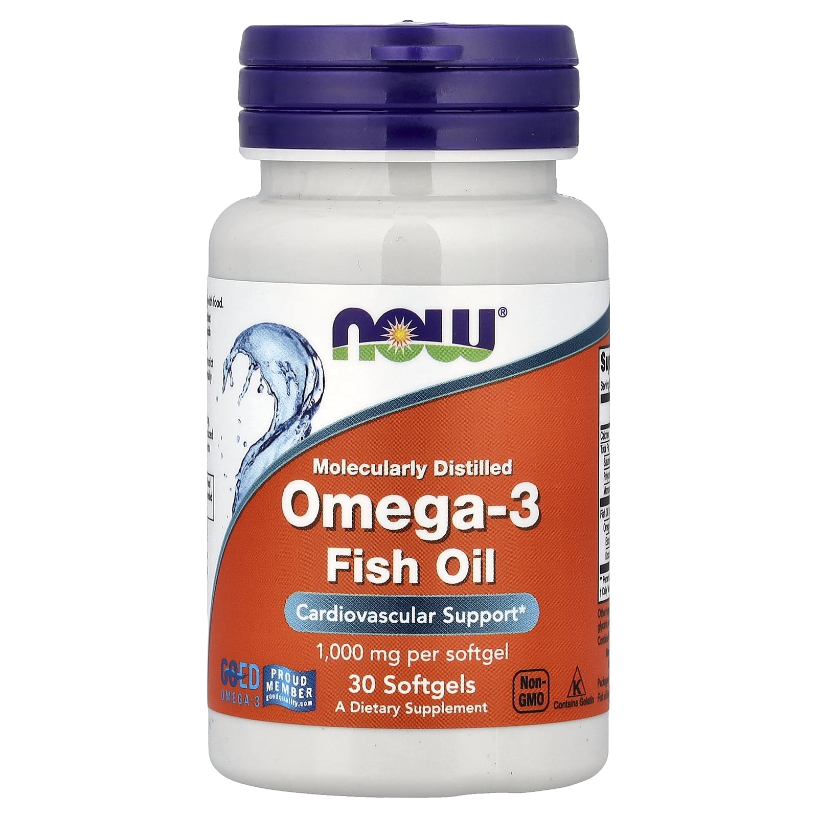 NOW Supplements, Omega-3 180 EPA / 120 DHA, Molecularly Distilled, Cardiovascular Support*, 30 Softgels