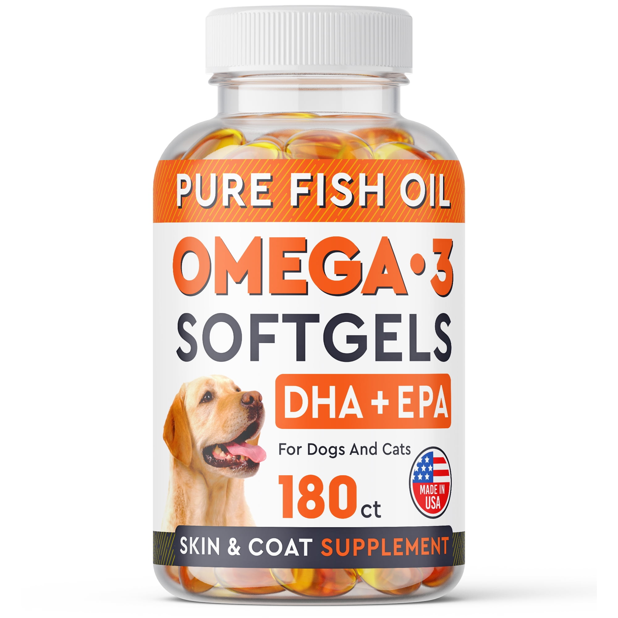 Omega 3 Fish Oil Pills for Dogs No Fishy Smell Softgels EPA + DHA
