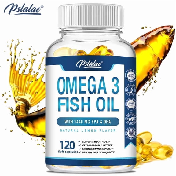 Omega-3 Fish Oil Softgels - with EPA & DHA - Promotes Brain & Heart Health - 120 Count