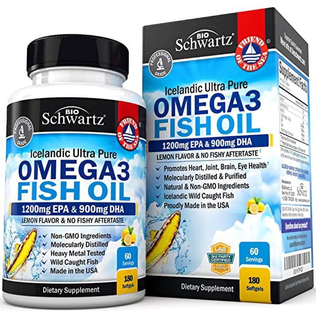Omega 3 Fish Oil Supplement 1200mg EPA and 900mg DHA Fatty Acid Per