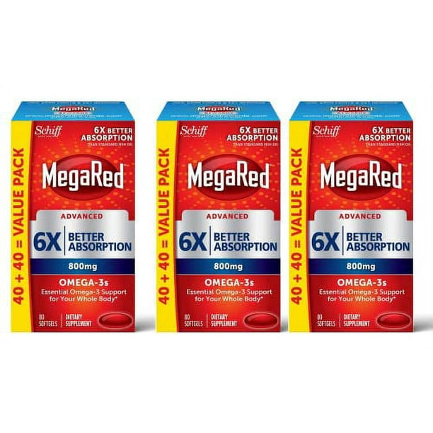 Omega 3 Fish Oil Supplement 800mg (per Serving), MegaRed Advanced 6X