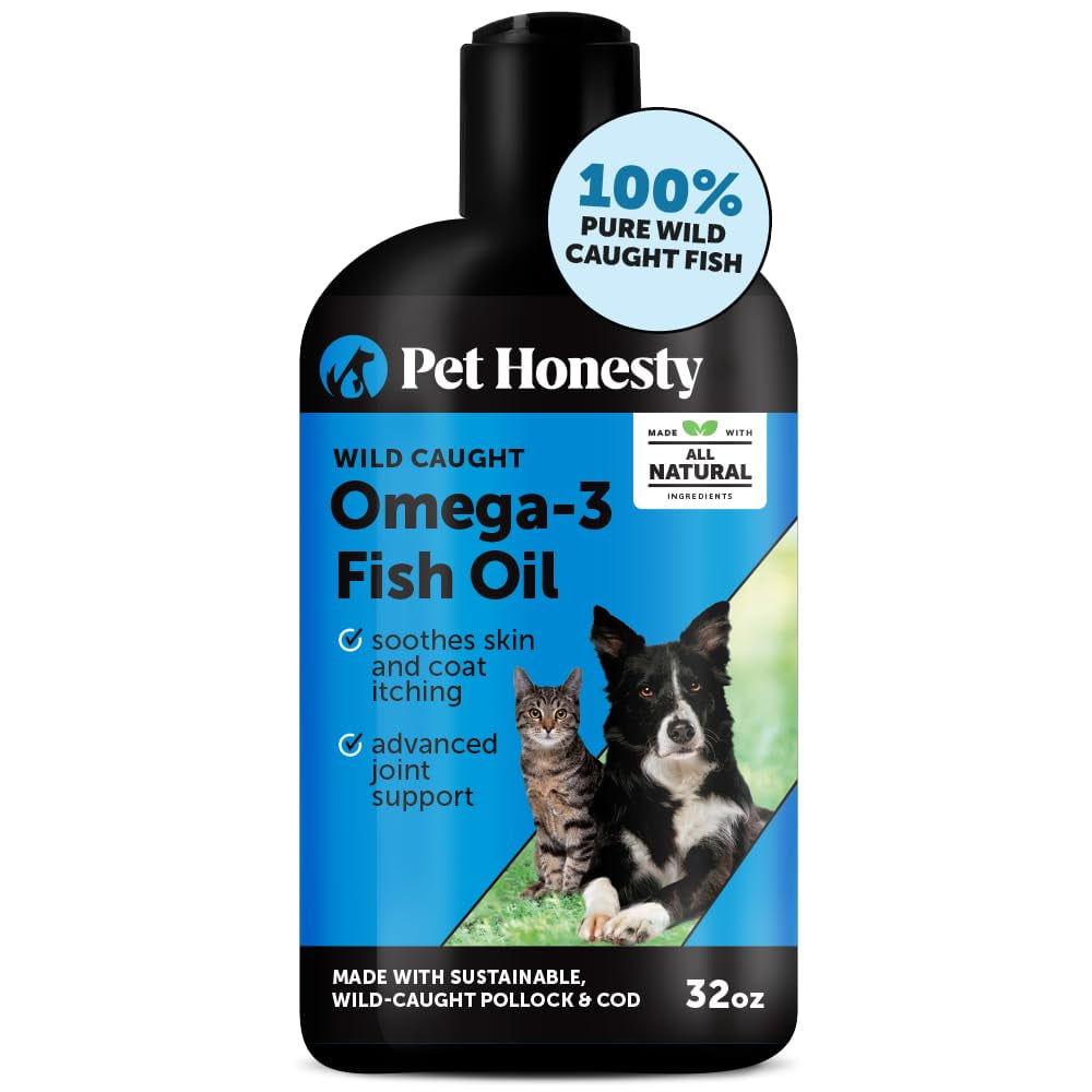 Image showcasing Omega 3 Fish Oil Supplement for Dogs & Cats (32oz), Wild Caught Omega 3 ...