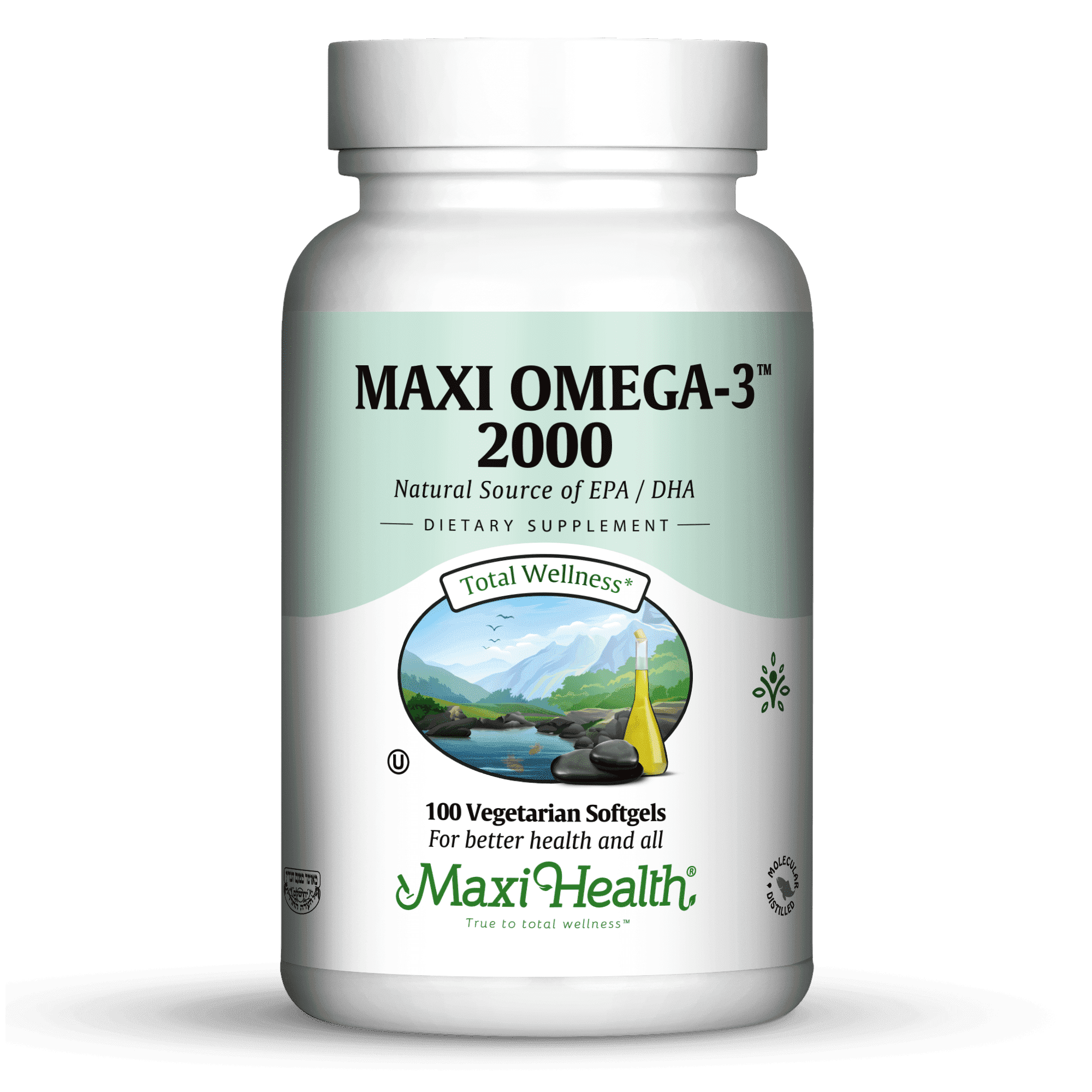 Maxi Health Omega-3 Fish Oil – 2000mg EPA & DHA – Heart & Brain Health Support – Burpless, Kosher – 100 Softgels