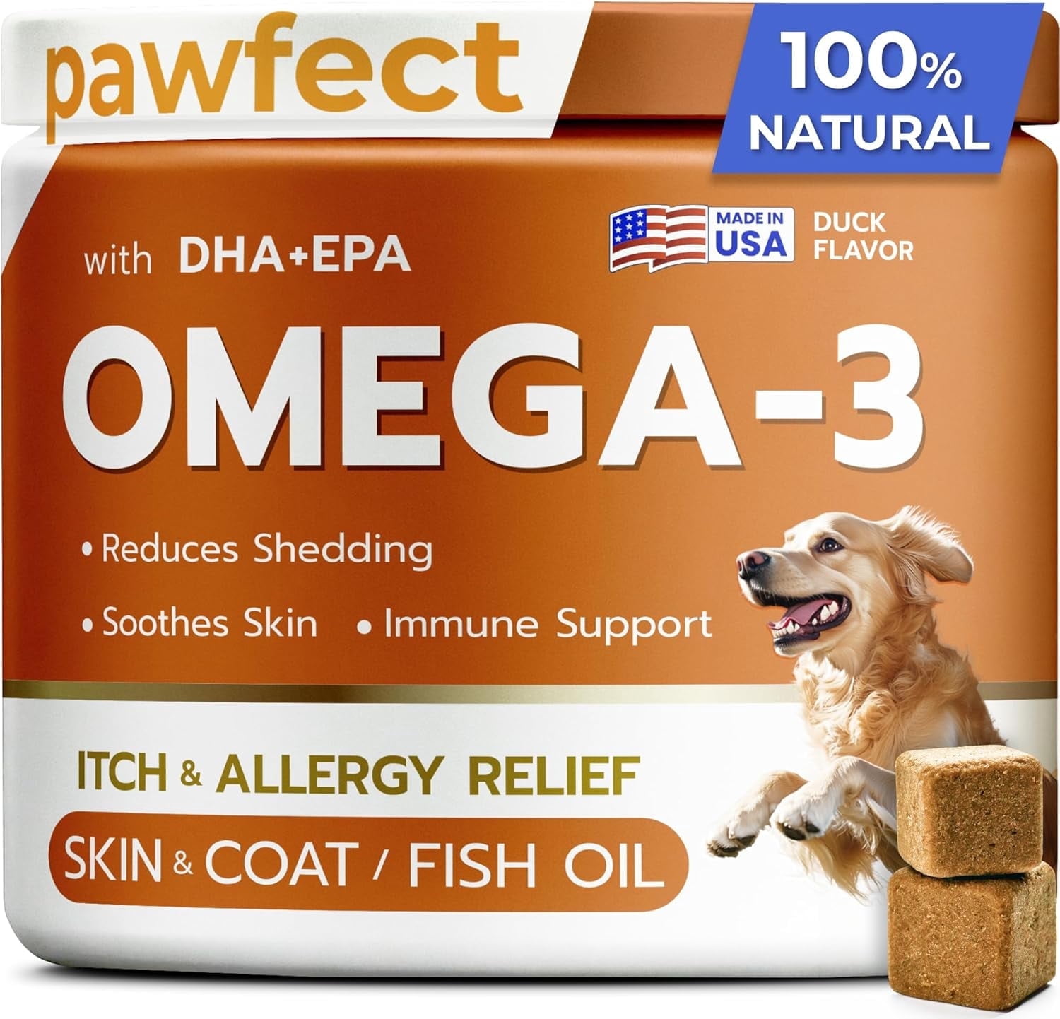 Bark&Spark Omega-3 Fish Oil Chews for Dogs - Wild Alaskan Salmon Oil - Itch & Allergy Relief, Shedding & Skin & Coat Support (120 ct)