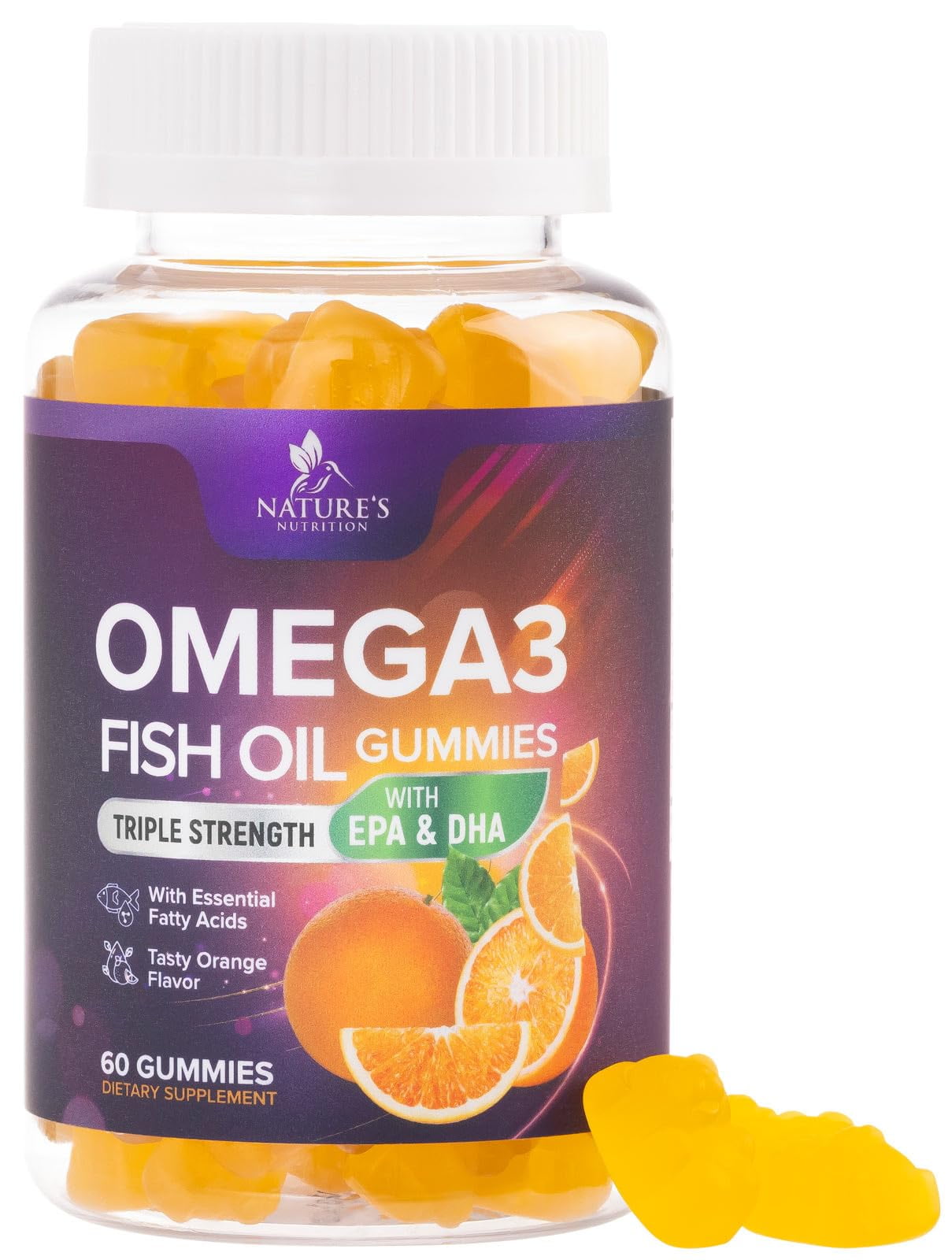 Omega 3 Gummies for Adults, Omega3 Fish Oil Gummies for Heart Support
