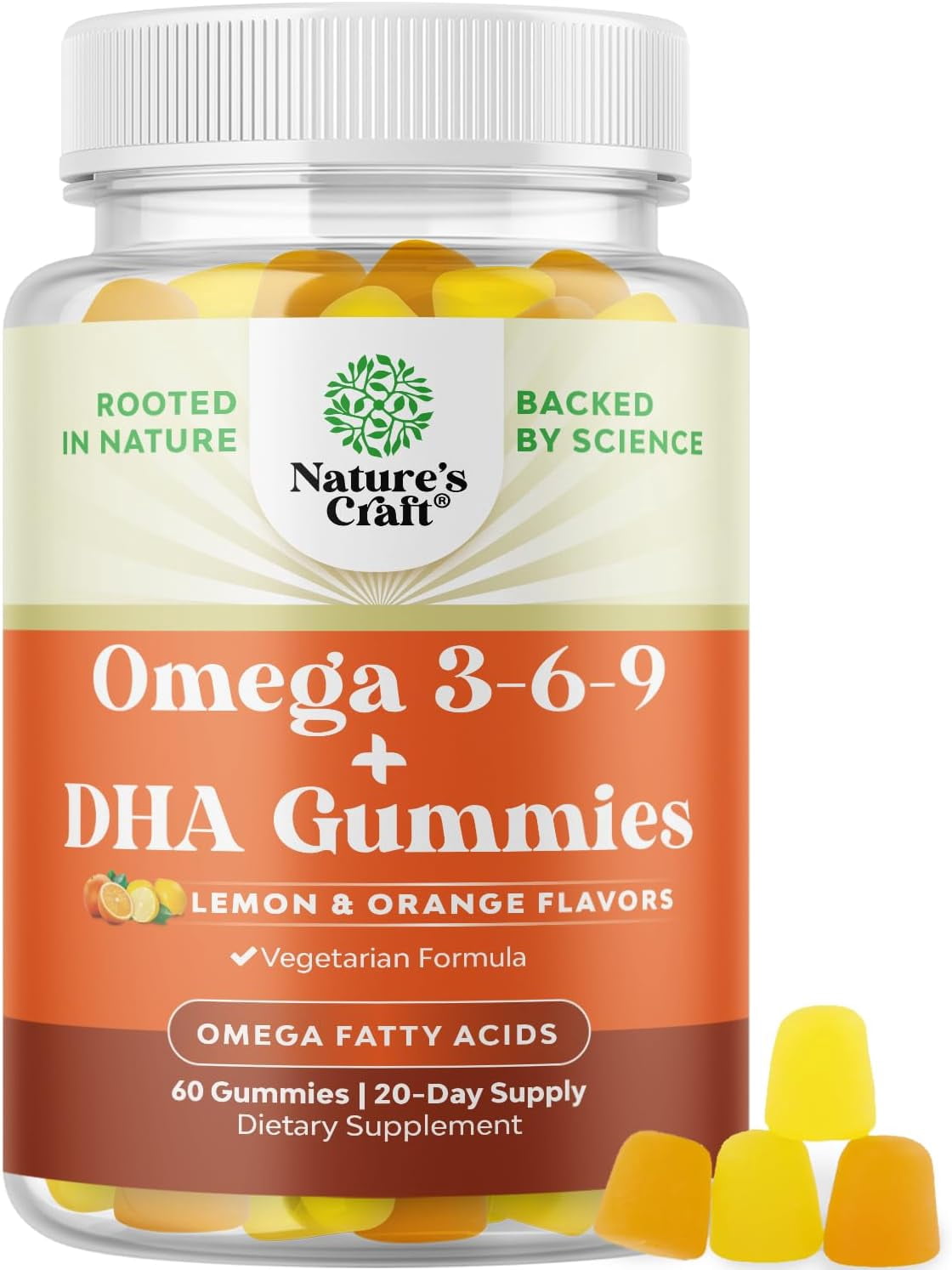 Omega 3 Gummies for Adults - Vegetarian Omega 3 6 9 DHA Gummies for Brain Bone and Heart Health and Joint Support - Burpless Halal Fish Free Plant Based Omega 3 Supplement for Men and Women
