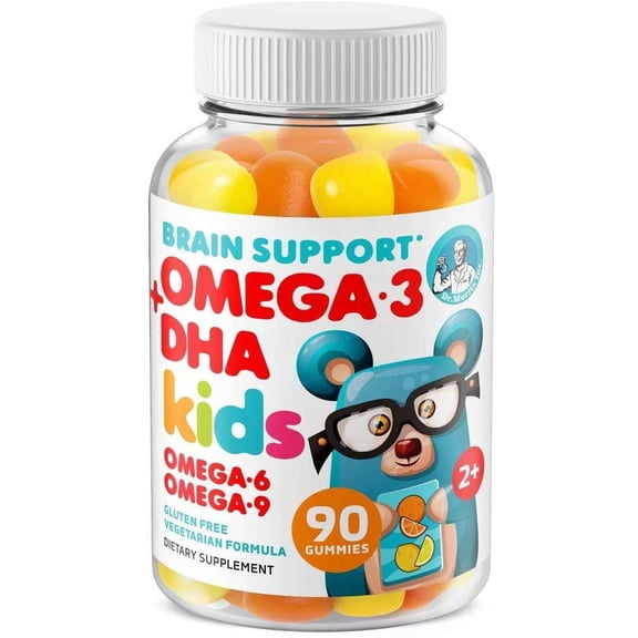 Dr. Moritz Omega 3 6 9 DHA Gummies for Kids Toddlers Plant-Based Gluten-Free 90 Count