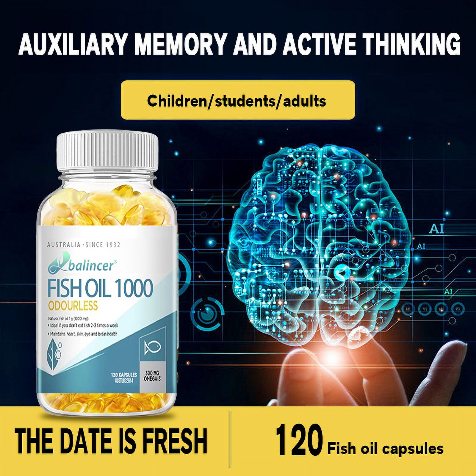 Omega3 fish oil—activate brain power, increase brain volume, wisdom