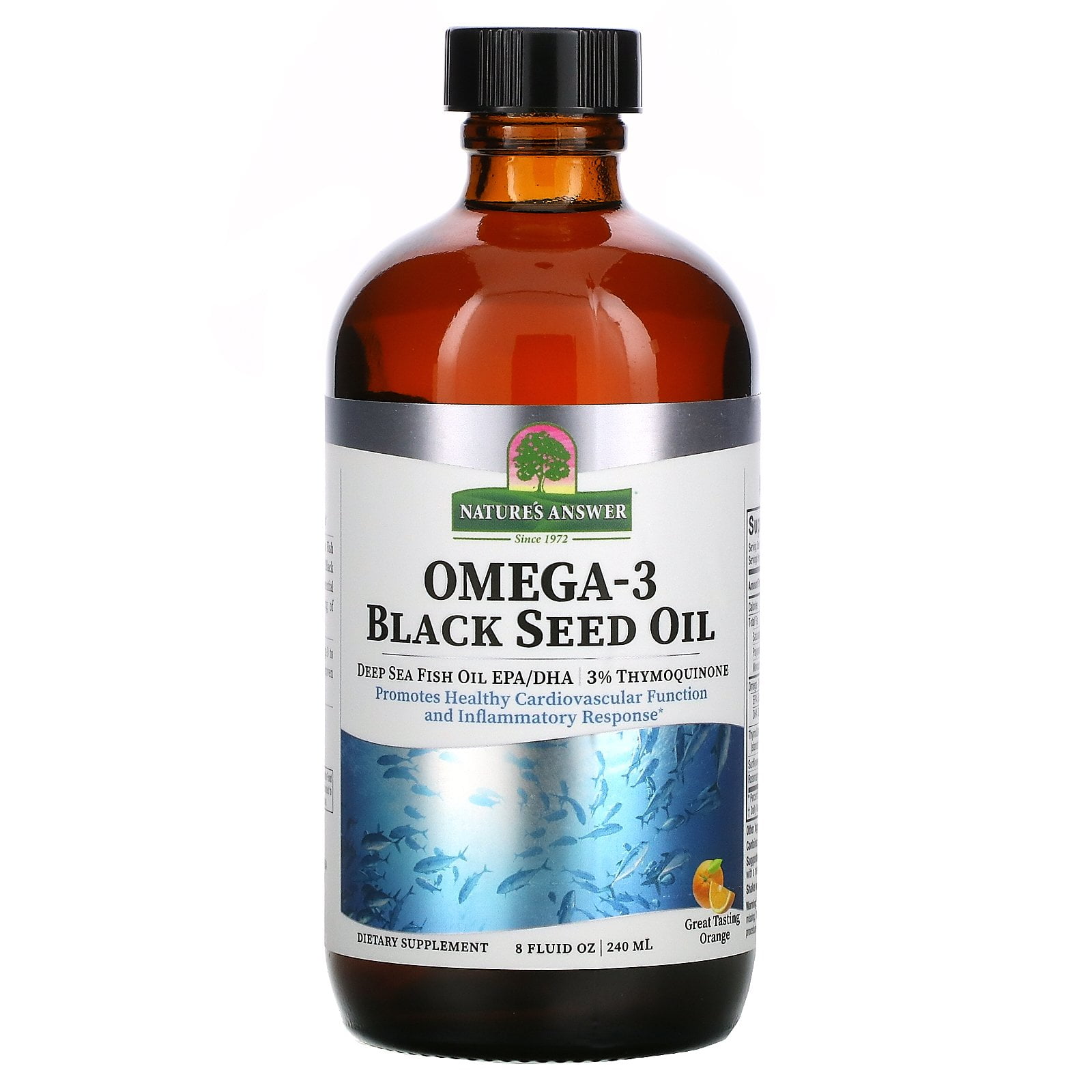 Omega3 with Black Seed Oil, Orange, 8 fl oz (240 ml), Nature's Answer
