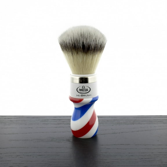 Omega 46806 Hi-Brush Fiber Shaving Brush, Barber Pole