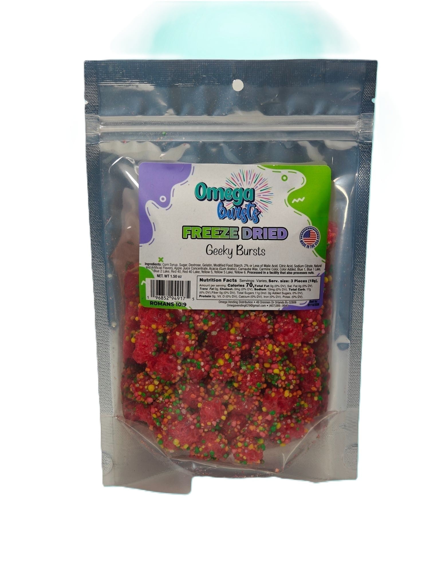 Omega Bursts Geeky Bursts Freeze-Dried Mixed Fruit Crunchy Candy, 1.5 oz