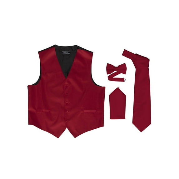 Omega Button Vest Formal 4 piece Dress Kit - Red/Black - 3X-Large