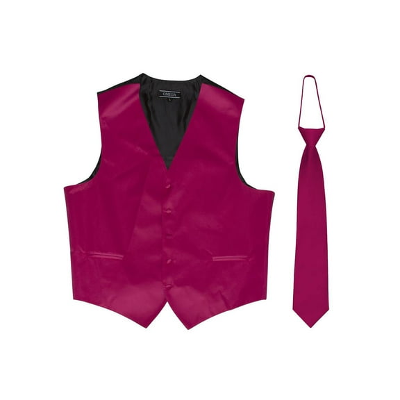 Omega Button Vest + Matching Tie - Hot Pink - X-Large