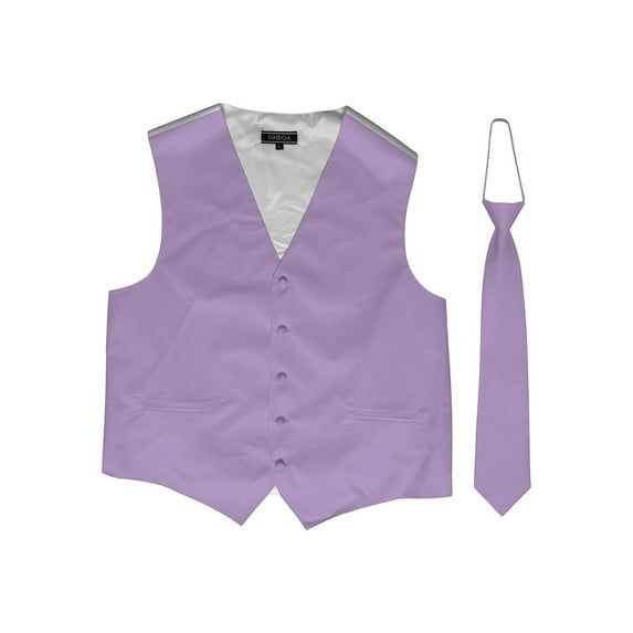 Omega Button Vest + Matching Tie - Lavender - X-Large