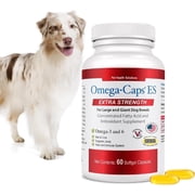Omega Caps ES Extra Strength for Large and Giant Dogs Omega-3 and Omega-6 Fatty Acid Antioxidant Supplement Vet Formulated Made in USA Skin Coat Joint Heart and Immune Health 60 Softgel Capsules