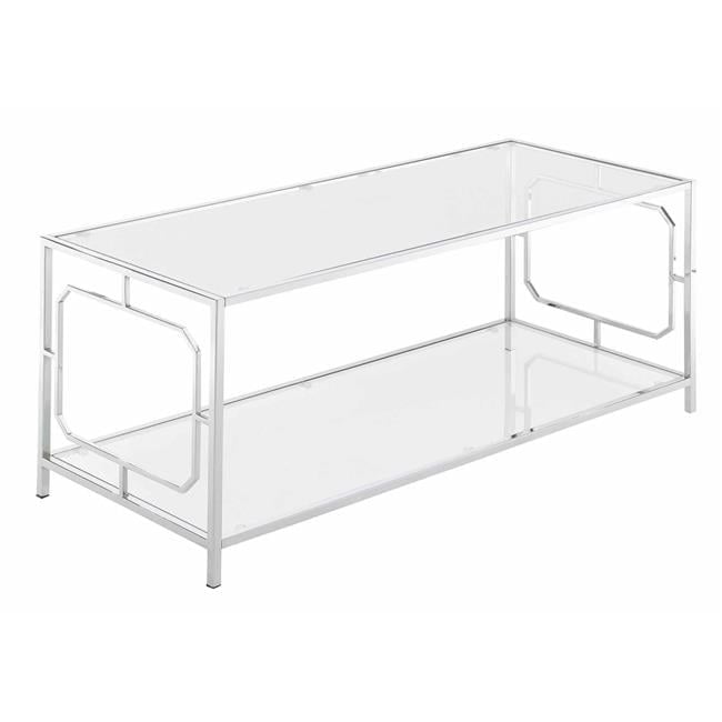 Elegant Omega Rectangular Coffee Table with Chrome and Glass