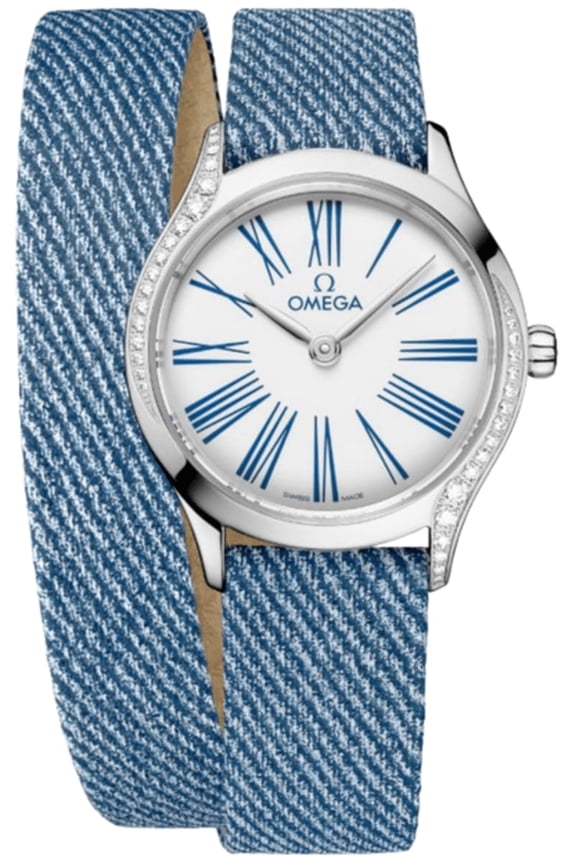 De Ville Tresor Mini Quartz White Dial Diamond Bezel Blue Leather Strap Women's Watch 428.17.26.60.04.009