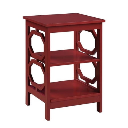 Omega End Table with Shelves Cranberry Red