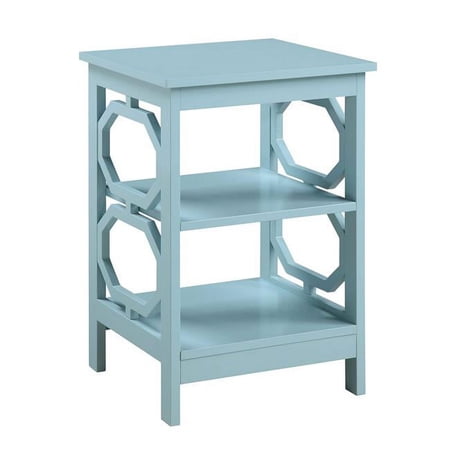Omega End Table with Shelves Sea Foam Blue