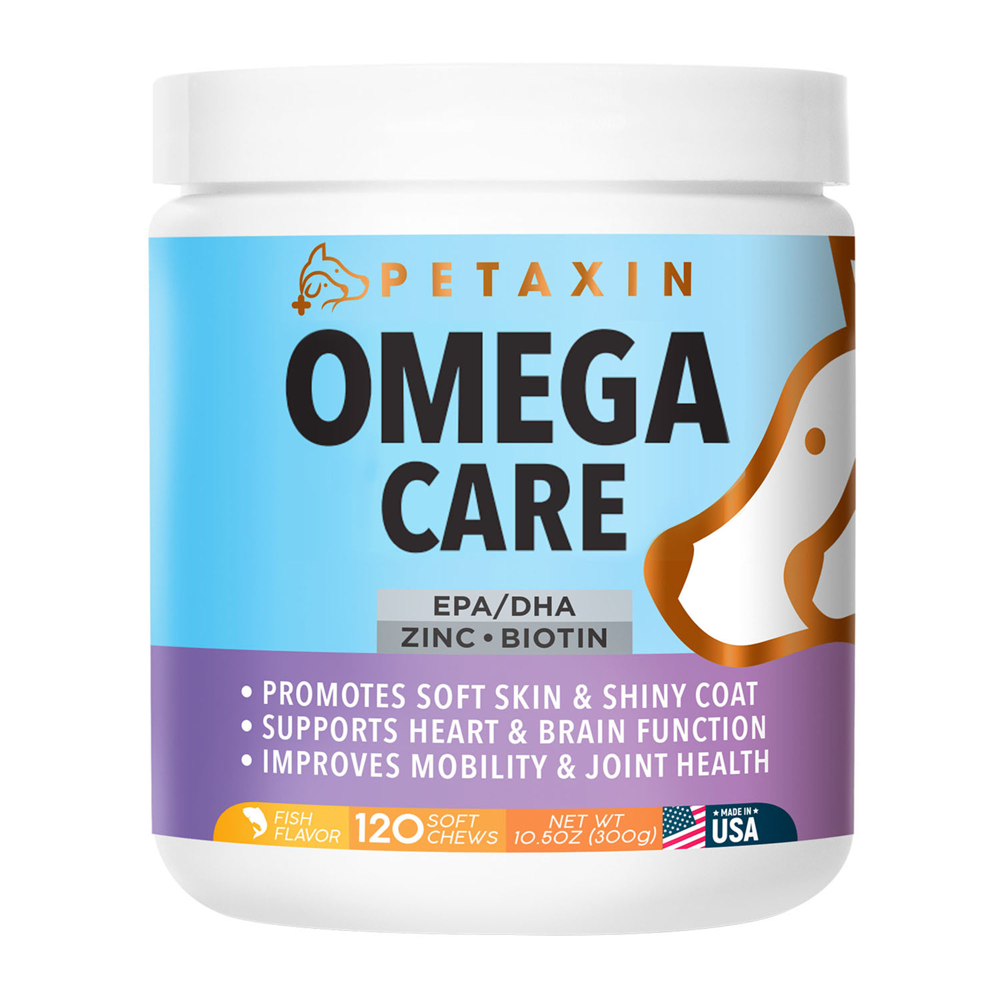 Omega Fish Oil for Dogs Skin and Coat Supplement Chews with EPA, DHA