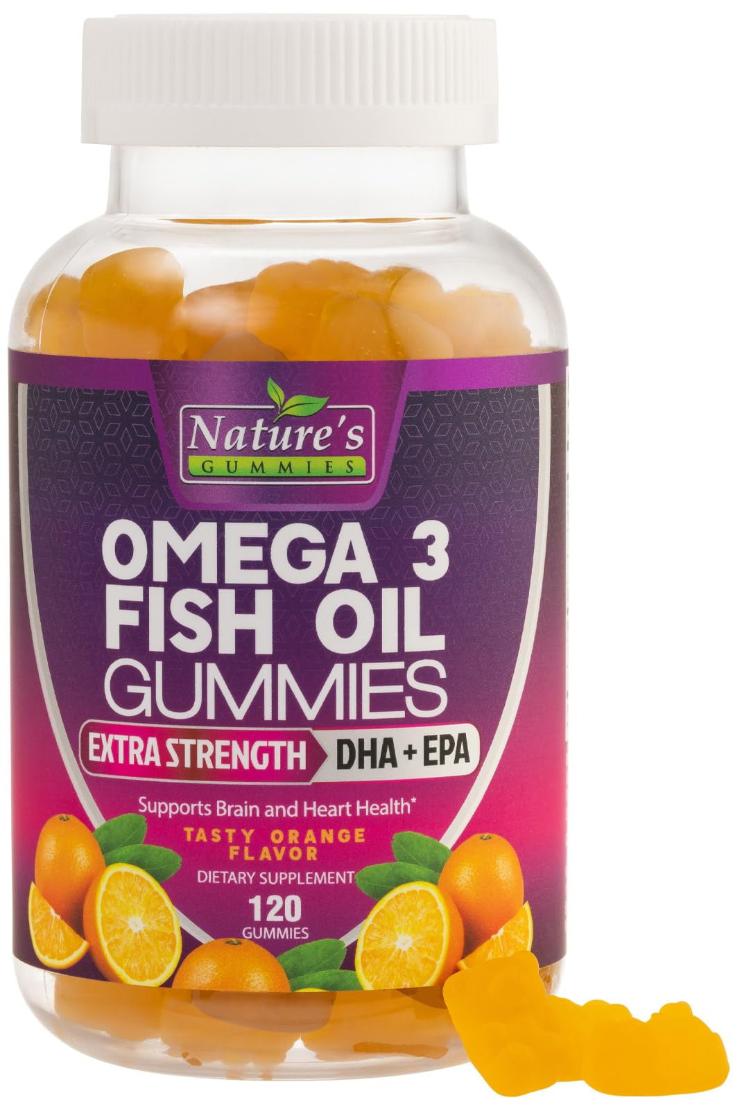 Nature's Gummies Omega 3 Fish Oil Gummies, Extra Strength, 120