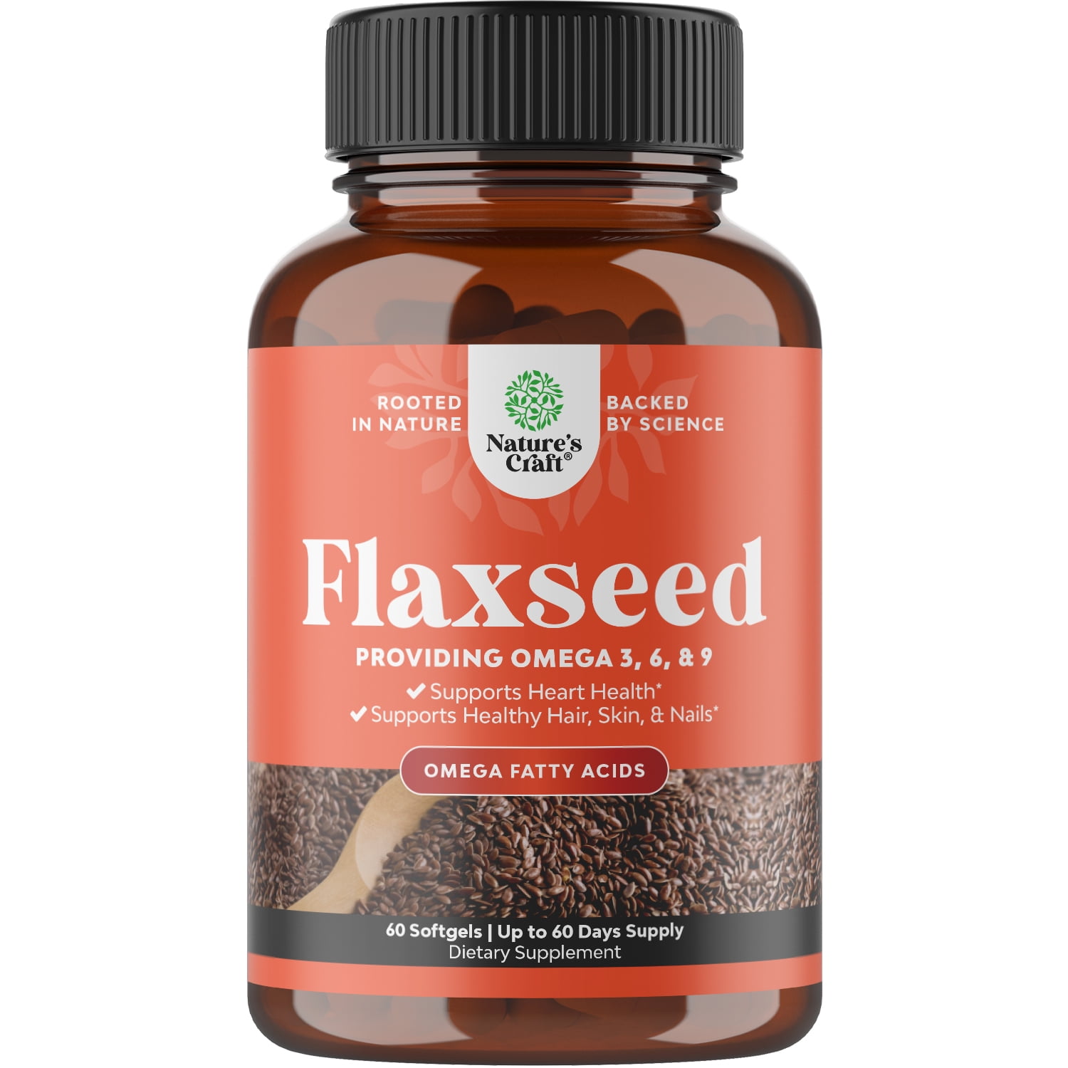 Omega Flaxseed Oil 1000mg per serving - Flax Seed Oil Softgel for Brain Support Constipation Relief Cycle Support and Heart Health Supplement - Natural Omega 3 6 9 Supplement for Hair Skin and Nails