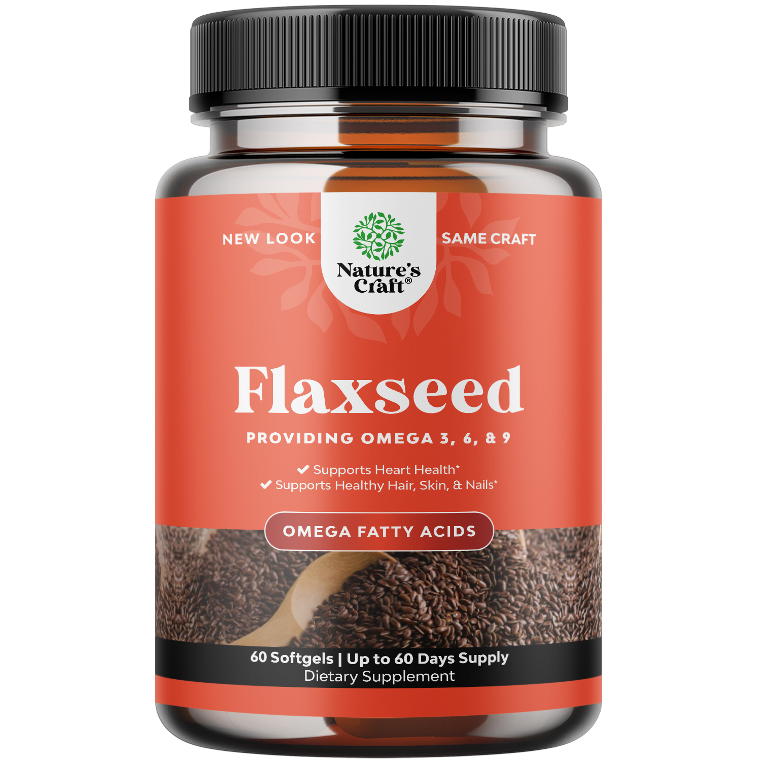 Omega Flaxseed Oil 1000mg per serving - Flax Seed Oil Softgel for Brain Support Constipation Relief Cycle Support and Heart Health Supplement - Natural Omega 3 6 9 Supplement for Hair Skin and Nails - image 1 of 9