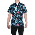 thumbnail image 1 of Omega Hawaiian Tropical Fashion Dress Shirt, Black Turquoise, 1 of 3