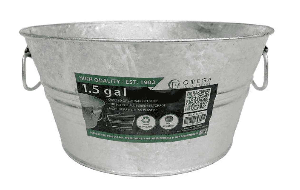 Omega Industrial OHP1.212 1.5 gal. Low Galvanized Buckets w/ Two