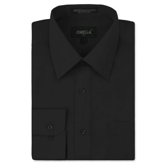 Omega Italy Men's Long Sleeve Dress Shirt Solid Color Regular Fit 25 Colors