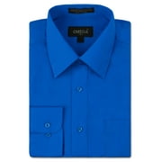 Omega Italy Mens Long Sleeve Dress Shirt Solid Color Regular Fit 25 Colors