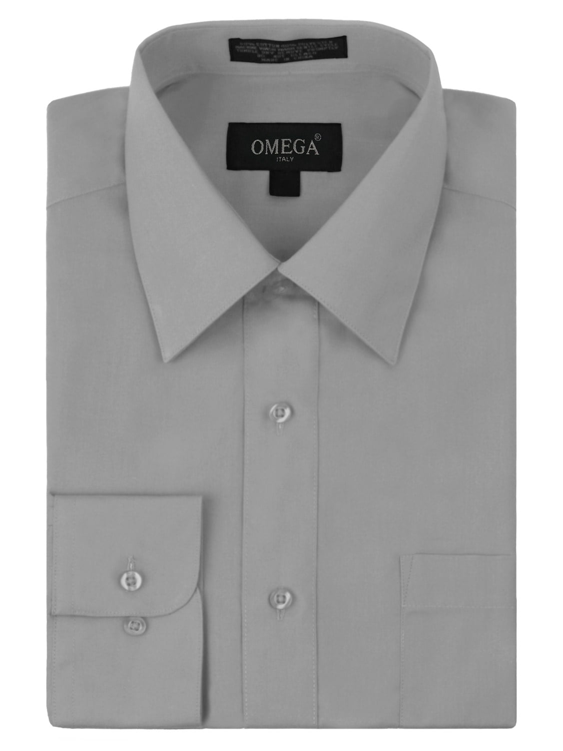 Omega Italy Men's Long Sleeve Dress Shirt Solid Color Regular Fit 25 ...