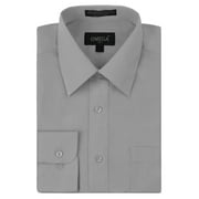 Omega Italy Mens Long Sleeve Dress Shirt Solid Color Regular Fit 25 Colors