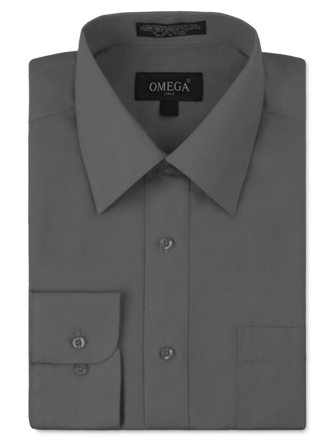 omega dress shirts Omega Italy Men's Long Sleeve Dress Shirt Solid Color Regular Fit 25 Colors