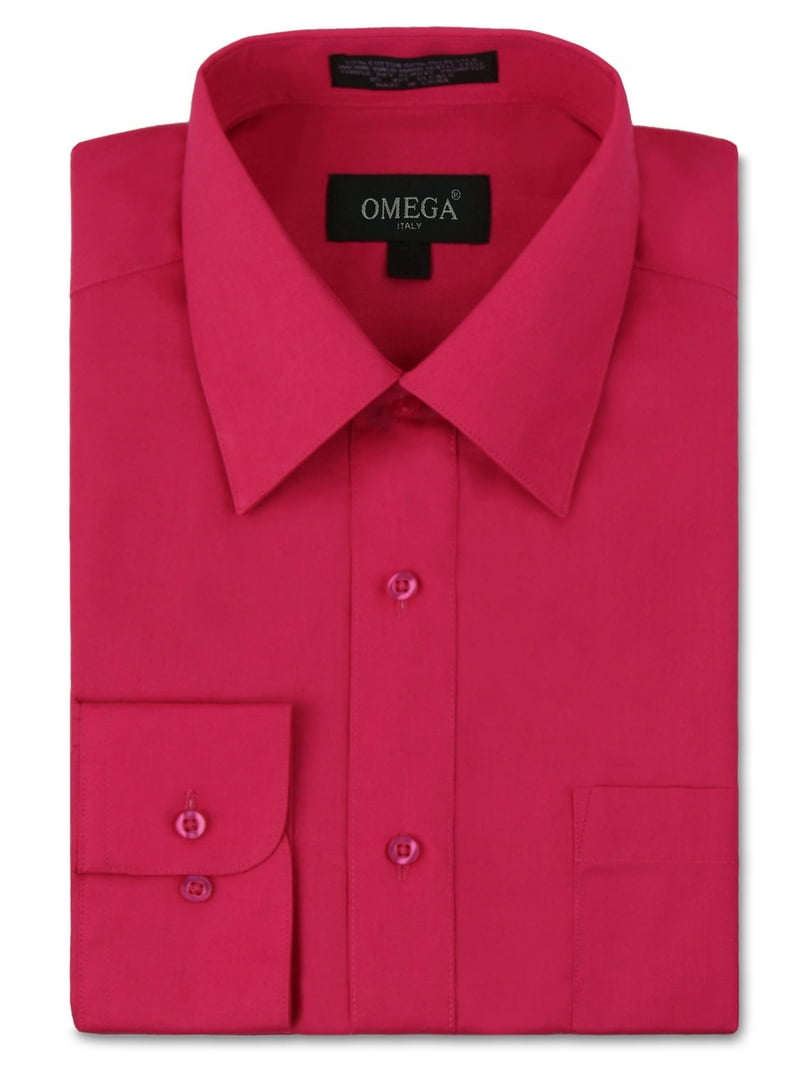 Omega Italy Men's Long Sleeve Dress Shirt Solid Color Regular Fit