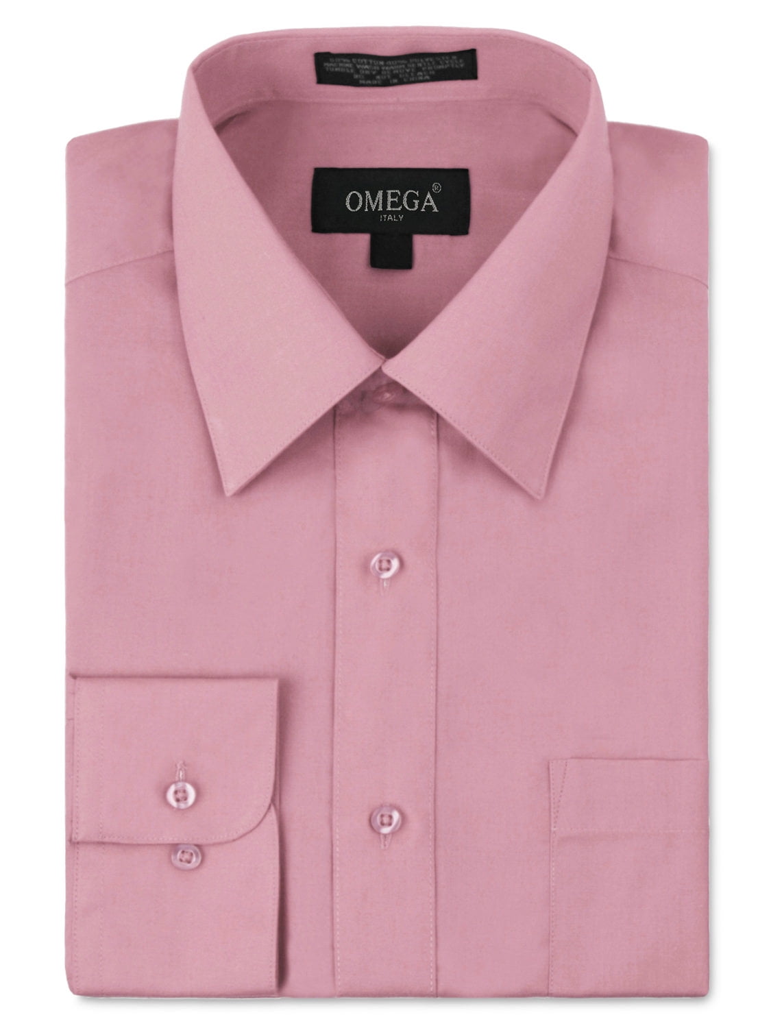 omega mens dress shirts Omega Italy Men's Long Sleeve Dress Shirt Solid Color Regular Fit 25 Colors